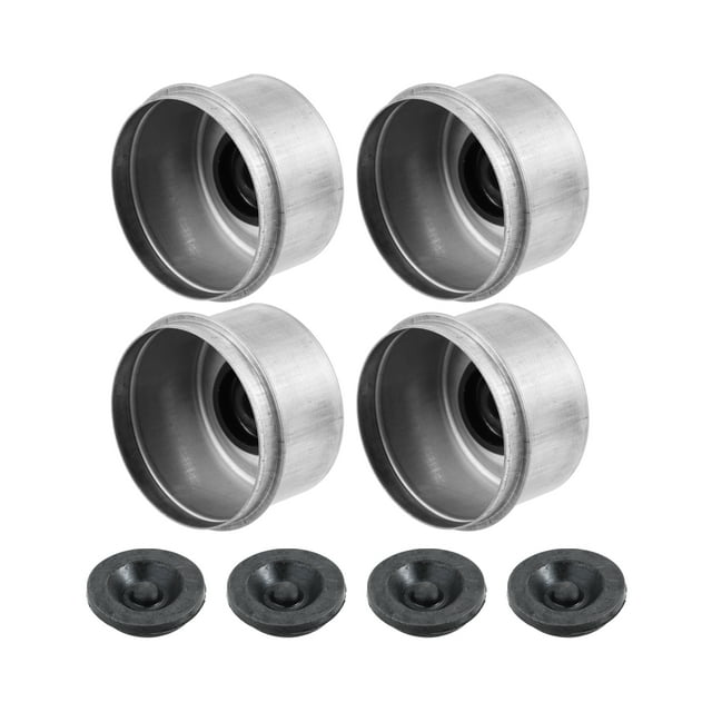 Unique Bargains 4pcs 2.44' Trailer Axle Dust Cap Cup Grease Cover with 4pcs Rubber Plugs Set for Trailer Camper RV