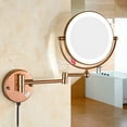 thumbnail image 2 of LED Wall Mounted Bath Vanity Mirrors,8" Double Sided Brass Lighted Magnification Makeup Shaving Extendable with Switch Electrical Plug New Version, 2 of 13