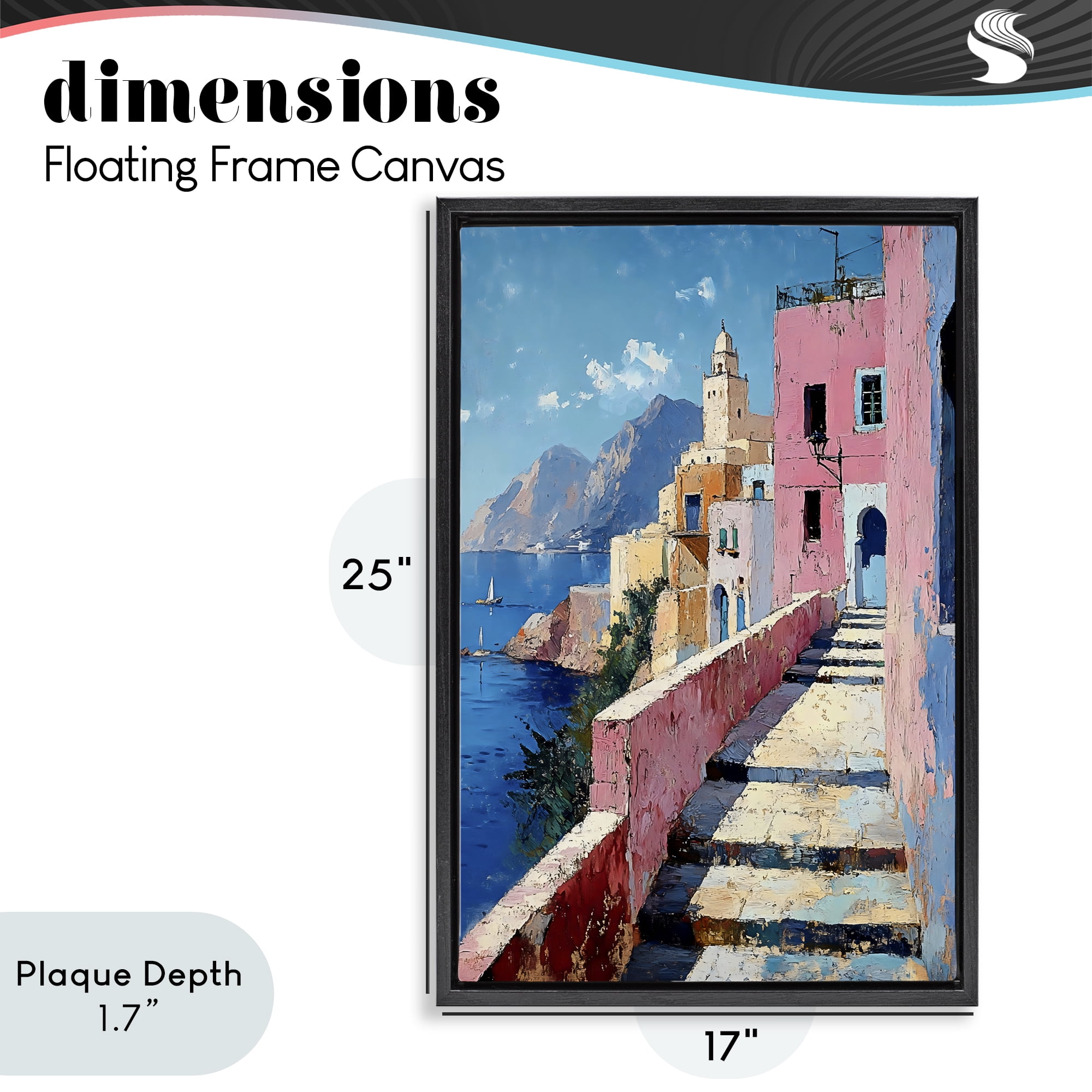 Stupell Industries Coastal Village's Sunlit Pathway Black Framed Floater Canvas Wall Art, design by Creative Studio
