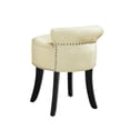thumbnail image 5 of Neilson Cream White Linen Vanity Stool - Nailhead Trim, Rolled Back,, 5 of 8