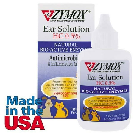 Zymox Dog Ear Health Solution .5% Hydrocortizone Pets Ear Infection Care