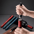 thumbnail image 3 of Abridor de botellas de vino con bomba de aire, portátil, de plástico, con forma de bolígrafo, para quitar corchos, con aguja neumática, color rojo y negro, 3 of 5