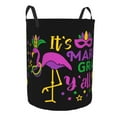 thumbnail image 2 of Fotbe Laundry Hamper With Durable Leather Laundry Basket Mardi Gras With Flamingo Thickened Waterproof Round Collapsible Laundry Hamper, Dirty Clothes Laundry Basket, 2 of 8