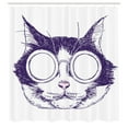 thumbnail image 2 of Ambesonne Cat Lover Shower Curtain, Funny Cool Pet Sunglasses, 69"Wx75"L, Indigo Pale Pink, 2 of 4