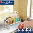 thumbnail image 3 of Soporte de esponja para fregadero de cocina, dispensador de jabón de cocina de acero inoxidable 304, jabonera para encimera con bandeja de drenaje extraíble, dispensador y cepillo no incluidos JAMW Sencillez, 3 of 5