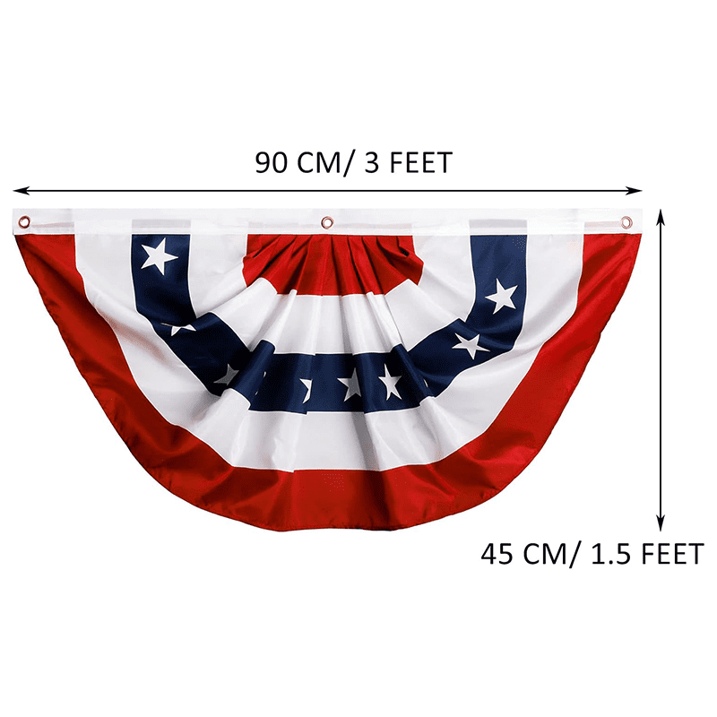 1.5X3 Ft Bunting Flags, Large Patriotic USA Pleated Fan Flags, 4th of July Decorations Bunting Banner Half Fan Flag for Independence Day Memorial Day Outdoor Home Door Yard Decor (Set of 6)