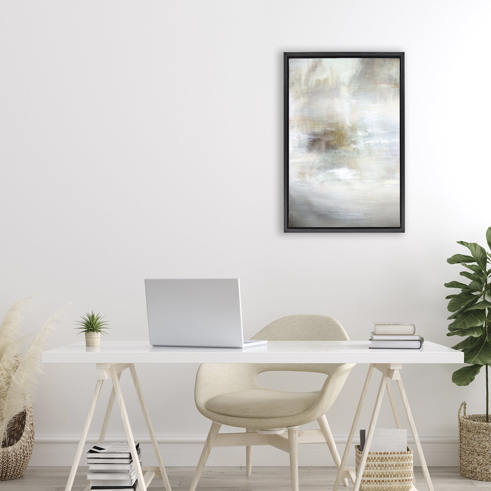 Stupell Industries Soft Haze of Subtle Light Black Framed Floater Canvas Wall Art, design by Hope Bainbridge