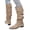 Khaki, variant on Women's Slouchy Faux Suede Knee High Boots Wide Calf Comfortable Pull On Flat Dress Booties