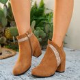 thumbnail image 2 of Willtoo Women's Ankle Booties Faux Suede Glitter Decor Block Heel Short Boots, Side Zipper Closed Toe Fashion Ankle Boots Dress Footwear, 2 of 6
