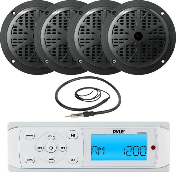 Pyle PLMR14BW InDash Bluetooth Marine AM/FM Radio Stereo Weatherproof