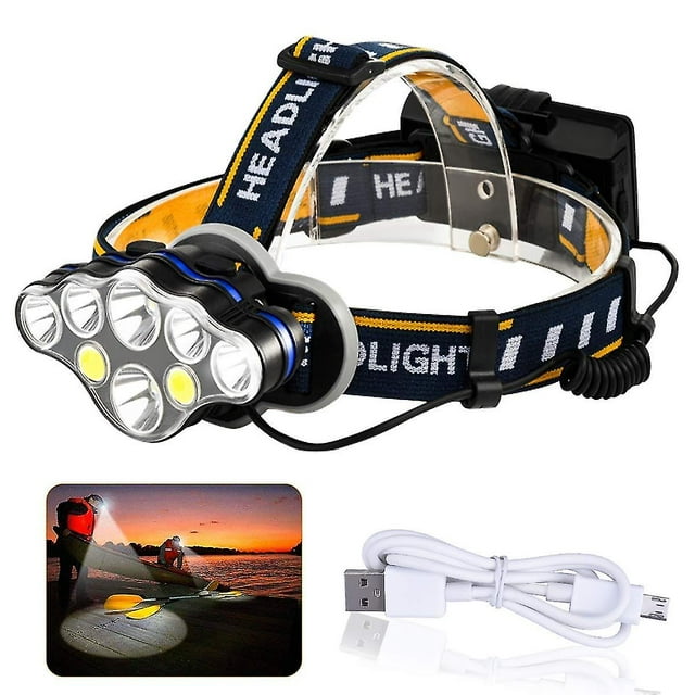 8 Led Headlamp, High Lumen Ultra Bright Headlight Flashlight With White Red Lights, Usb Rechargeable Head Lamp