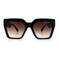 thumbnail image 5 of Womens Large Squared Rectangle Cat Eye Designer Fashion Plastic Sunglasses Black - Brown, 5 of 8