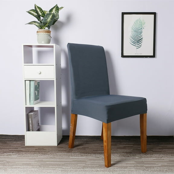 Zcyifa dining chair cover Dark Grey Solid Color Chair Cover Milk Silk Chair Slipcover Removable Washable Chair Protector for Dining Room Restaurant Bar
