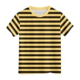 thumbnail image 4 of Rotm Boys Striped Short Sleeve T Shirts Unisex Soft Kids Crewneck Cotton Tshirts Short Sleeve Solid Girls Tee Shirts Yellow,4-5 Years, 4 of 4