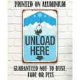 thumbnail image 5 of Vintage Ski Signs - Ski Lift Unload Here - Ski Metal Sign - Use Indoor/Outdoor - Great Ski Lodge Decor, Ski Condo Decor and Mountain Cabin Decor and Gift Skiing Poster, 5 of 9
