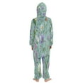 thumbnail image 3 of RMDQTR Ultra-Soft Crystal Velvet One-Piece Pajamas/Loungewear Lavender Blue Lilies, 3 of 8