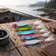 thumbnail image 5 of Wizlet Long‑Cast Metal Jig Fishing Lure, Rainbow Laser Hard Bait With Feather Treble Hooks, Artificial Spoon Lure for Trout Bass and Inshore Game Fish, 5 of 7