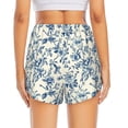 thumbnail image 2 of Lsque Vintage Blue Floral Printed Women's Running Shorts with Liner Pockets,Elastic Quick Dry Workout Athletic Gym Yoga Shorts,Womens High Waist Shorts-Large, 2 of 9