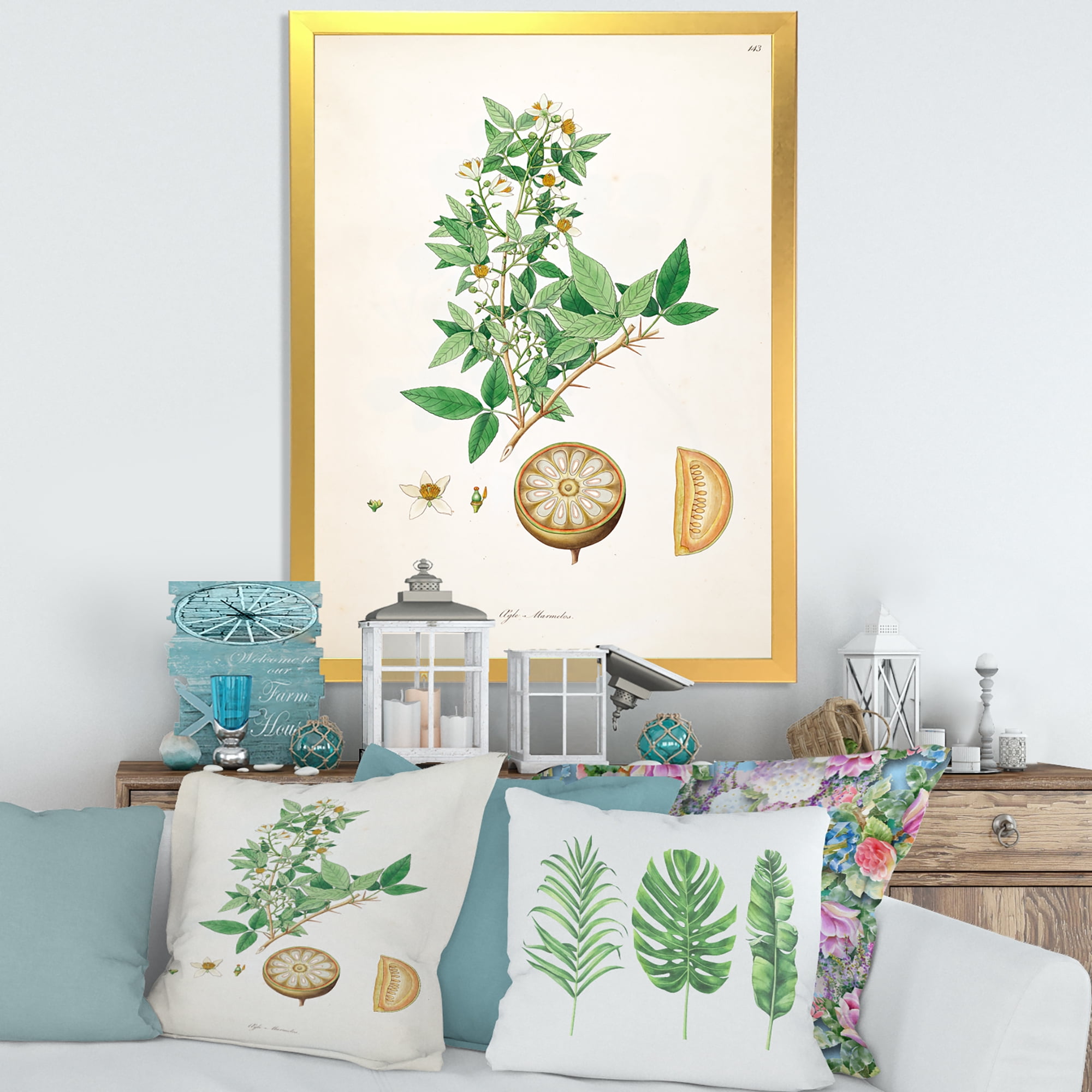 Designart 'Ancient Plant Life X' Farmhouse Framed Art Print
