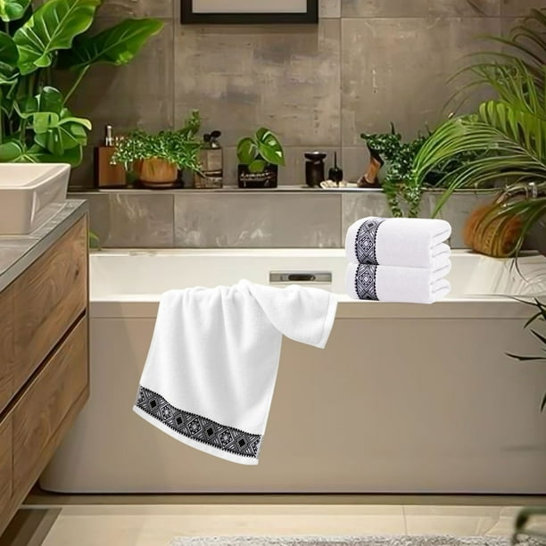 Toalla de baño de algodón suave, 75x34 cm, gruesa y absorbente, color liso - blanco, azul, rosa - una pieza