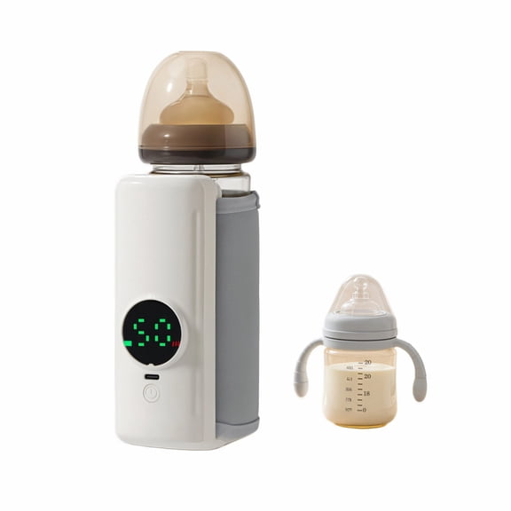 Nordwen Portable Bottle Warmer for Travel, Wireless USB Milk Warmer with Digital Display, Constant Temperature Heating for Breast Milk, Formula, and Baby Bottles, White