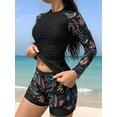 thumbnail image 4 of Women'S Long Sleeves Rash Guard - 2 Piece Swimsuits with Built in Bra Swim Shirt and Shorts Orange Blue L, 4 of 8