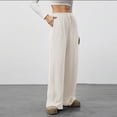 thumbnail image 5 of BRGZLK Women's Wide Leg Ribbed Knit Pants Solid Color Drawstring Waist Low Rise Casual Pants Straight Leg Pants, 5 of 7
