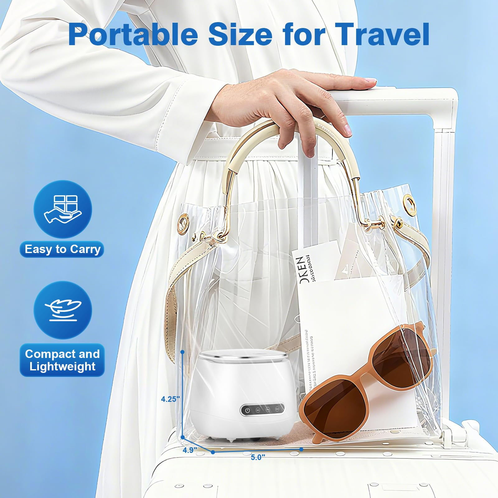 Ultrasonic Retainer Cleaner, 45kHz Digital Timer Dental Cleaning Machine for Denture, Mouth Guard, Aligner, Braces, Toothbrush Heads