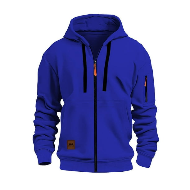 MHFRRA Sudadera con Capucha y Cremallera, Chaqueta con Cremallera Completa y Bolsillos Delanteros, Jersey Deportivo Ligero, Ajuste Cómodo E Informal Azul
