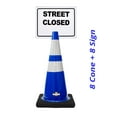 thumbnail image 2 of RK-Safety 28" Blue Cone, Black base With Two Reflective Tape, Plus Cone Sign 13 “Street Closed”, (Cone-8 ea + Cone Sign-8 ea), 2 of 2