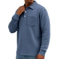 thumbnail image 2 of Lumtrix Mens Waffle Long Sleeve Polo Shirts for Men Henley Shirts with Collar Oversized Casual Button Up Golf Pullover With Pocket Dark Blue S, 2 of 5