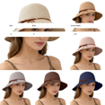 thumbnail image 4 of Solid Color Bow Sun Hat, Woven Wide Brim Cap, Beach Leisure Headwear, Women Fresh Breathable Adjustable Hat for Outdoor Vacation Travel Summer Sun Protection Fashion Casual Head Cap,Navy, 4 of 9