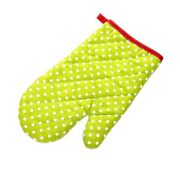 Inteprter Guantes resistentes al deslizamiento para altas temperaturas, guantes de mano para horno microondas, guantes de algodón resistentes al desgaste Cocina y Comedor Pequeños puntos verdes Inteprter HA063608-01B