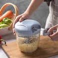 thumbnail image 3 of Multi-Function Herb and Vegetable Cutter, 1000ml Chopper with 5 Blades for Onion, Pesto, Nuts, Fruit, and Salad Prep (Blue), 3 of 5
