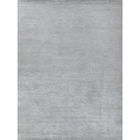 Exquisite Rugs Crush Light Silver Bamboo Silk Hand-Knotted Area Rug