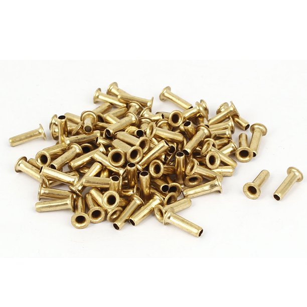 3mm x 10mm Double Sided Brass Plated Hollow Rivets Grommets Gold Tone