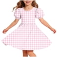 thumbnail image 3 of QSXADF Girls' Summer Casual Dress Sundress Children's Round Neck Sleeve Short Sleeved Dress Classic Back Girl Summer Dress Summer Outfits, 3 of 7