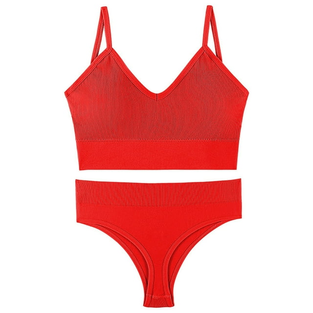 Ropa interior de color sólido para mujer, bragas, conjuntos de bragas de yoga cómodos, traje a juego para mujer