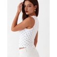 thumbnail image 6 of Women Polka Dot Button Down Tank Tops Sleeveless Crew Neck Slim Fit Crop Vest Going Out Clothes White - in Stock XL, 6 of 9