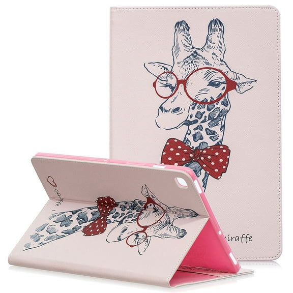 Allytech Slim Case for Samsung Galaxy Tab S5e 10.5" 2019 Model SM-T720/T725, Ultra Thin Lightweight Magnetic Closure Folding Stand Shockproof Cards Pocket Wallet Case Cover, Giraffe