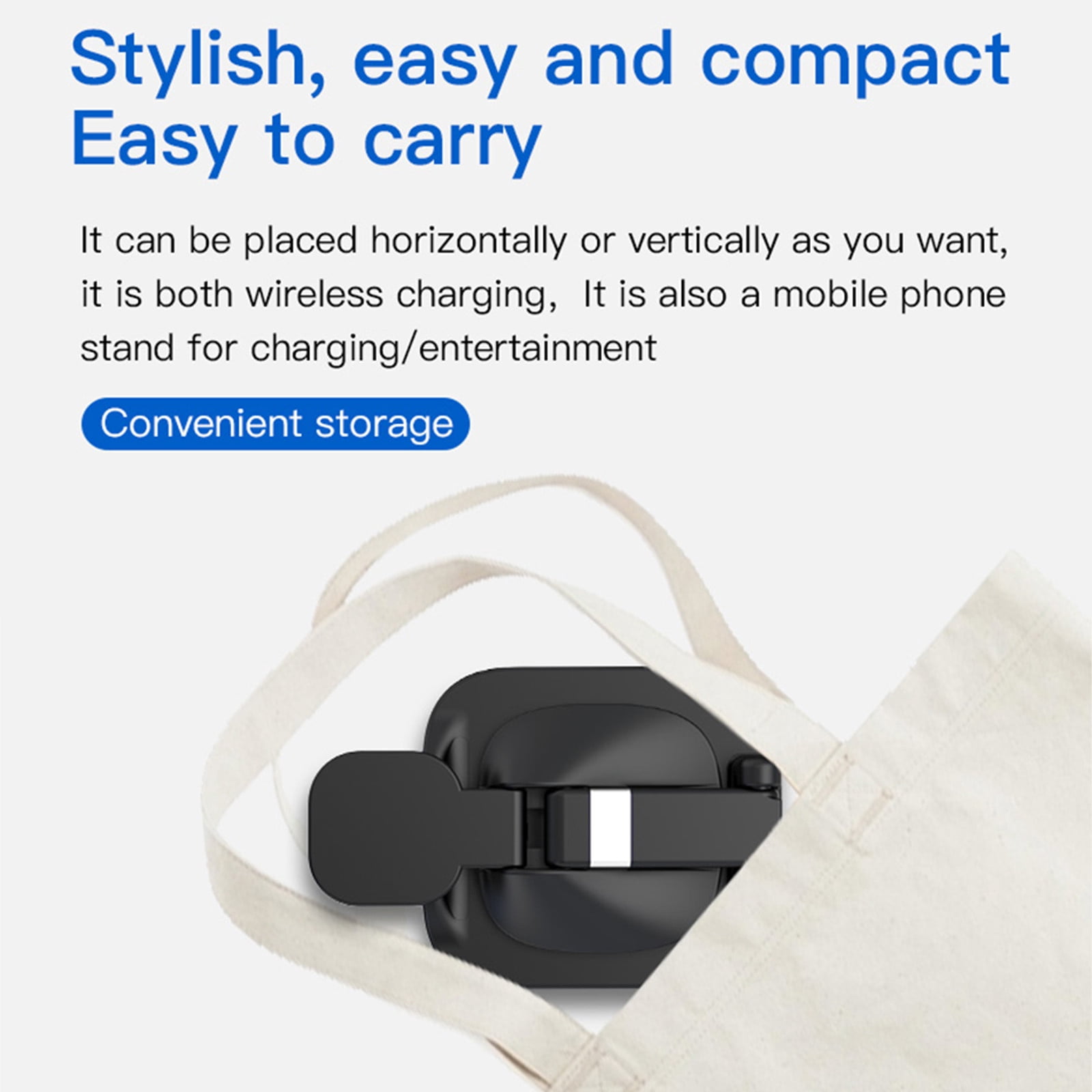 HOZVOMI Foldable Wireless Charging Station - 3-in-1 15W Magnetic Charger for Phone, Watch, Earbuds - Black