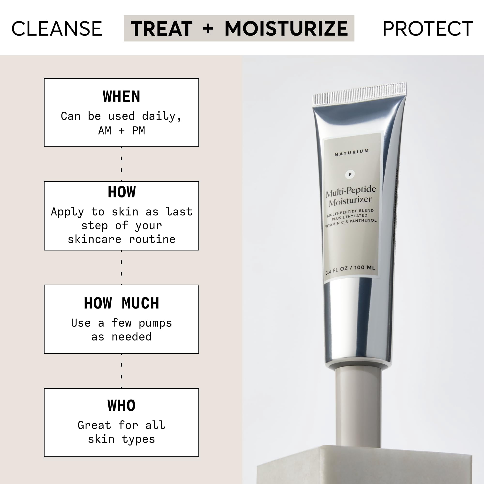 Naturium Multi-Peptide Moisturizer Jumbo, Hydrating & Smoothing Skin Care, Moisturizes with Ethylated Vitamin C & Panthenol, 3.4 fl oz