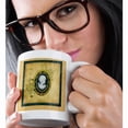 thumbnail image 2 of 3drose, Cameo in Oval Gold Frame, Leaves, Flower Accents, Yellow, Green, 11oz Magic Transforming Mug, 2 of 7