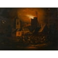 thumbnail image 3 of Albert Poel 14x11 Black Modern Framed Museum Art Print Titled - Fire of a Windmill (Night Piece) (Approx. 1630), 3 of 5
