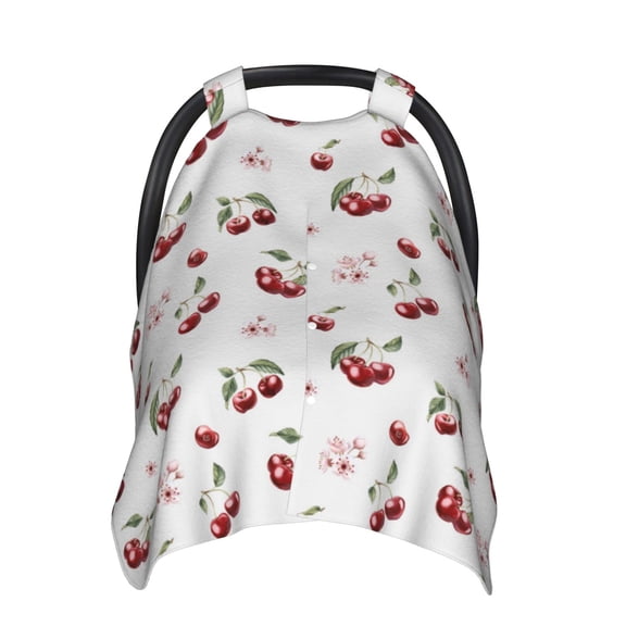 Car Seat Cover Baby - Cherry Berries Breathable Infant Car Seat Cover for Baby Carseat, Lightweight Comfort Baby Essentials Must Haves Newborn Stuff for Girl Boy