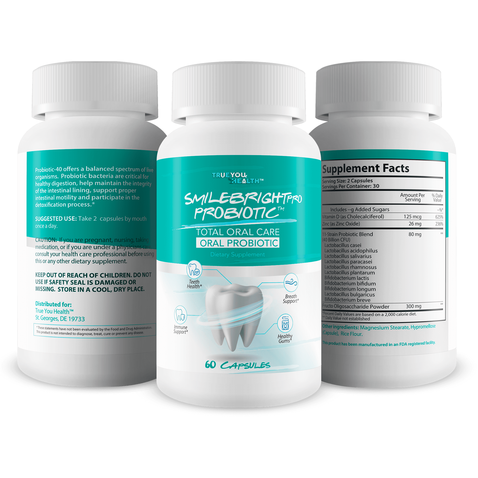 Smile Bright Pro - Our Best Total Oral Care Oral Probiotic - Oral Probiotics for Mouth Bad Breath - Gum Health Probiotics for Teeth Probiotic - Oral Probiotics for Dry Mouth Oral Health Probiotics