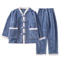 thumbnail image 3 of Bovxnpu Pajamas for Women Set Loungewear Set, Womens Fall Winter 2 Piece Fleece Pajamas Set Long Sleeve Button Down Sleepwear Nightwear Soft Pajamas Lounge Sets, 3 of 8
