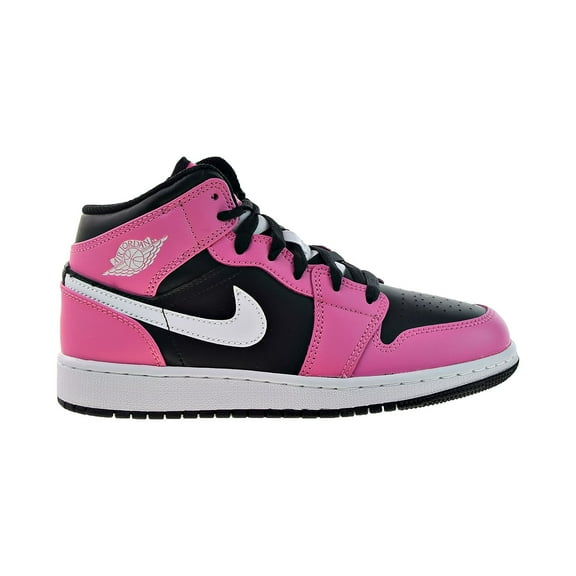 Jordan 1 Mid Big Kids' Shoes Black-White Pink 555112-002