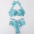 thumbnail image 2 of MKLEKYY Traje De Baño Mujer Natacion Print Piece Swimsuit High Tops+Shorts Two Ruched Wrap Women Two Waist Crop Up Bikini Push Front Retro Swimwear Snakeskin Piece Swimwears Tankinis Set, 2 of 6