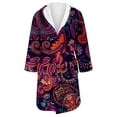 thumbnail image 4 of Women's Fleece Plush Robe Long Warm Plush Bathrobe Loungewear Jacket Printed Comfort Robe, 4 of 5